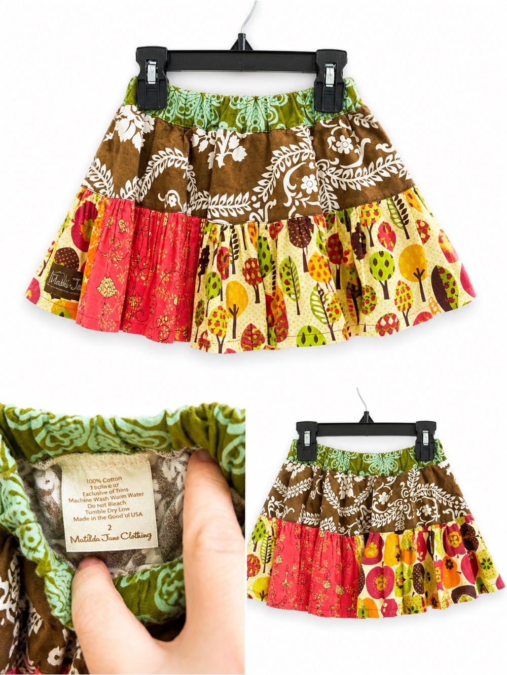 Matilda Jane Multicolor Tiered Cotton Skirt - size 2